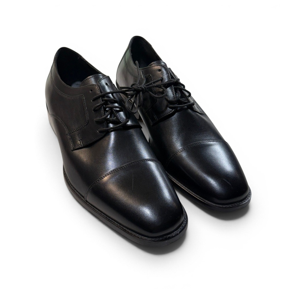 J Murphy Johnston Murphy Mens 11W Black Leather Cap Toe Derby Shoes